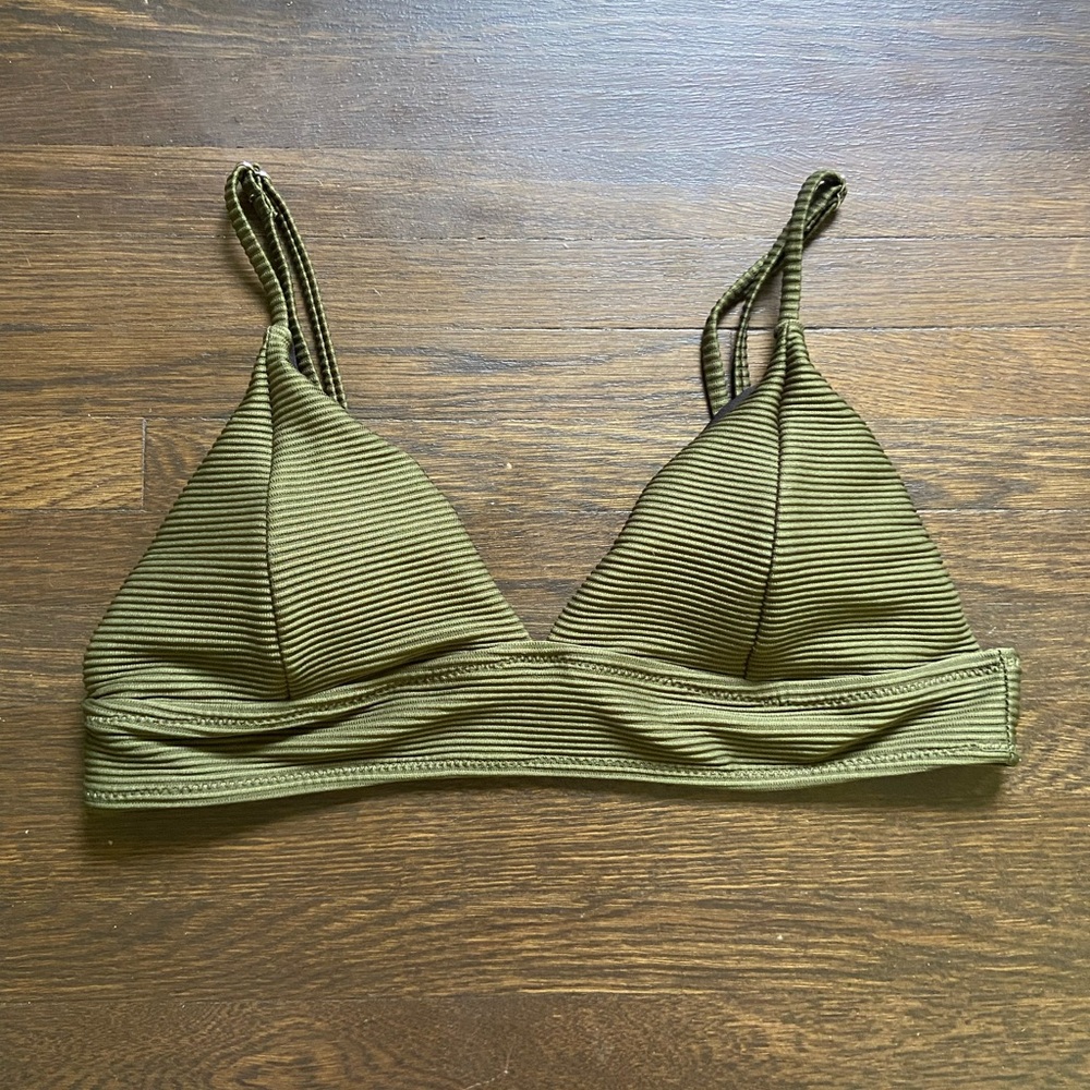 Cupshe Green Ribbed Bikini Top
